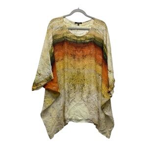 Dressori Women’s Silk Sheer Tunic 2X Lagenlook  Earthy Artsy
